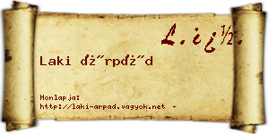 Laki Árpád névjegykártya